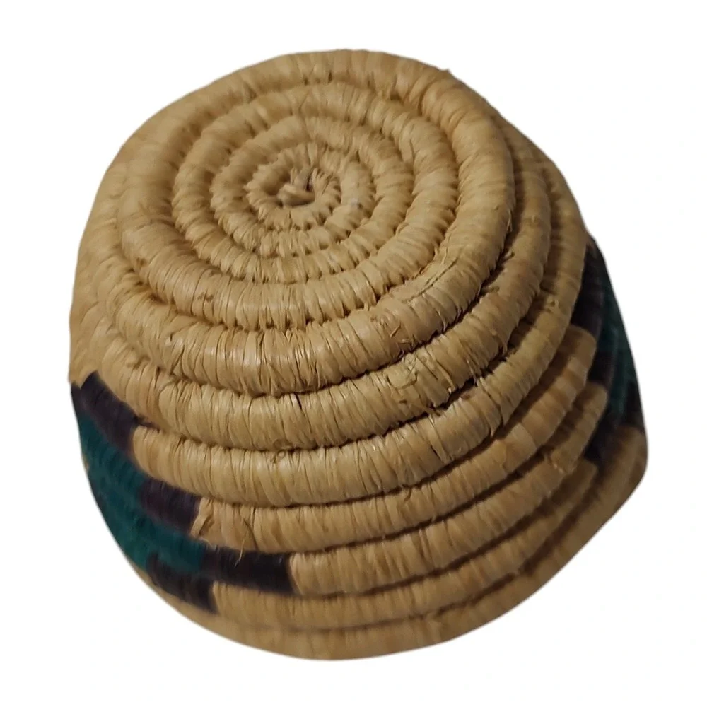 Vintage Crafted African Basket‎ Woven Coil Authentic Tanzania Handmade Two Inch